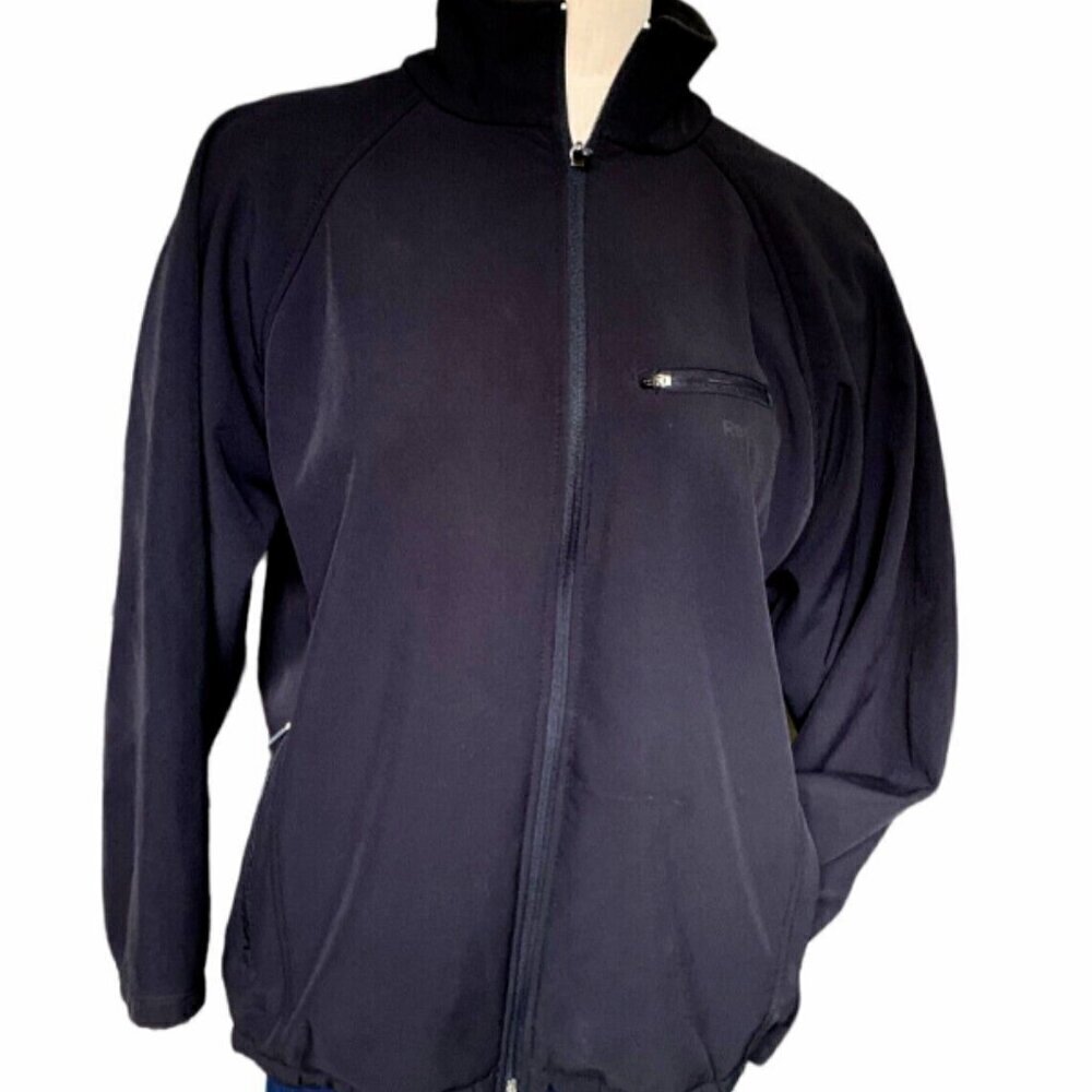 Reebok Womens M Black Full Zip Jacket Toggle Waist Zip Pockets Inner Pockets 41B